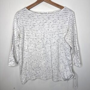 Pure J. Jill Cinched 3/4 Sleeve Top Womens S Gray Tie Boat Neck Basic Minimalist